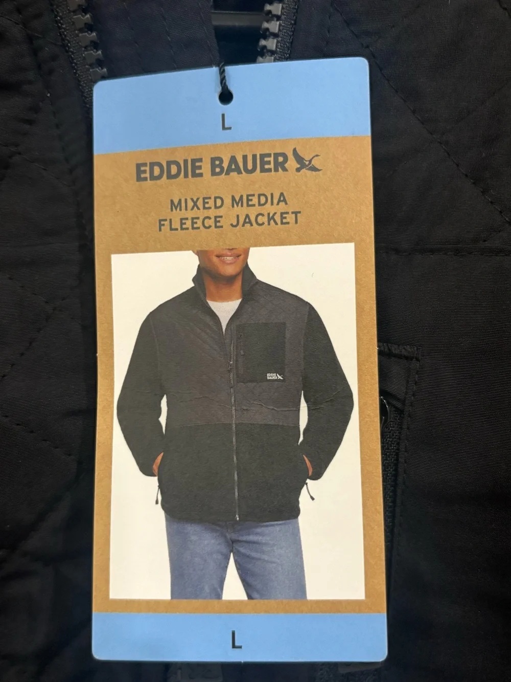 Eddie Bauer Black Quilted-Panel Fleece Jacket